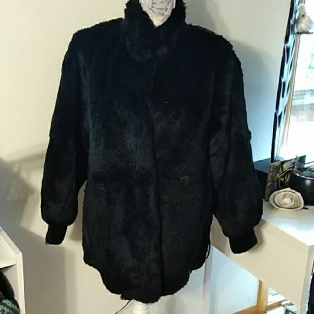 Women's M 100% authentic black rabbit fur coat!